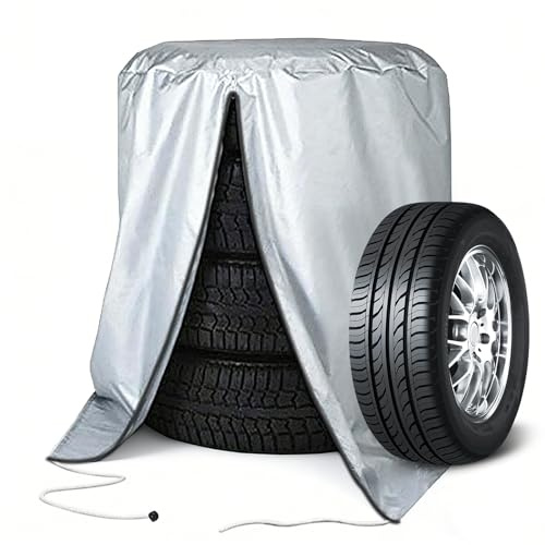 Vexnaro Housse de Pneu Universelle Imperméable, Tissu Nylon Housses de Pneus Zippé, Sac de Stockage pour Pneus Voiture, Couverture de Roue, Sac à Pneu, Housse de Rangement pour 4 Pneus