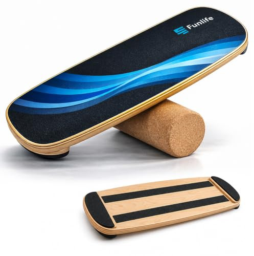 FunLife Balance Board aus Holz – Rutschfest & Stabil für Balance Training | Stabiler Gleichgewichtstrainer für Core Training, Fitness, Koordination & Stabilität, langlebig