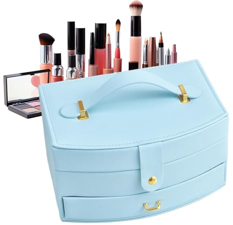 Organizer per gioielli – portatile a doppio strato per collane – Grande per gioielli, per matrimonio, San , compleanno, casa, camera da , armadio, toletta, vacanze