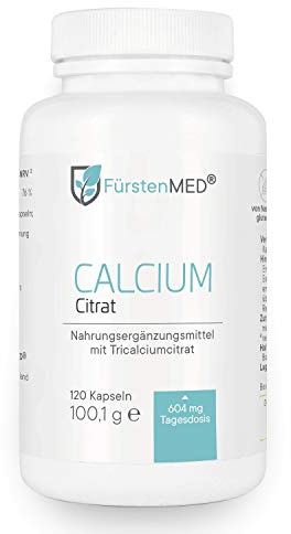 FürstenMED® 120 Calcium Citrat Kapseln (Hochdosiert) - Reines Tricalciumcitrat - Vegan - Laborgeprüft & Ohne unerwünschte Zusatzstoffe