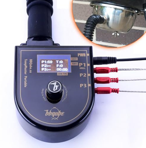 TempMaster Wireless BBQ Temperature Controller Set n Forget Automatic Fan For Weber Grills Free Stainless Vent Adapter Carry-All Case Turn Kettle, Smokey Mountain, WSM, into Auto Charcoal Smokers