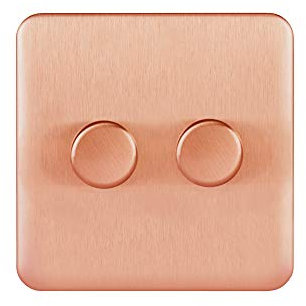 Schneider Electric Lisse Screwless Deco - Double Universal 2 Way Dimmer Light Switch, 250W/VA, GGBL6022CLCS, Light Copper