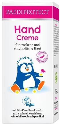 PAEDIPROTECT Handcreme mit Bio-Kamillenextrakt, für trockene Hände, 75 ml | vegan & parfümfrei, mit Ceramiden, schnell einziehend & langanhaltend, für empfindliche Haut, für Babys, Kinder & Erwachsene