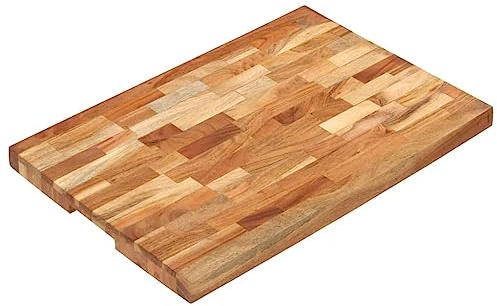 vidaXL Akazienholz Massiv Hackblock Schneidebrett Hackbrett Holzbrett Küchenblock Holzblock Schneidbrett Tranchierbrett Küchenbrett 60x40x4cm