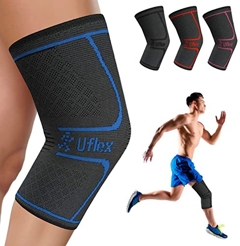 UFlex Athletics Compression Knee Brace for Women & Men Knee Sleeves Support for Sports, Running, Weightlifting, Arthritis, Meniscus Tear, ACL, Hiking, Recovery Support & Fitness Medium Blue