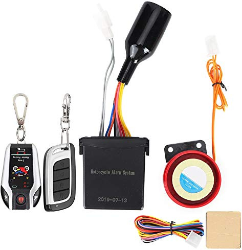 Universal Motorcycle Alarm System, 12V 2 Way Remote Control Alarm Horn Anti Theft Security System with Engine Start Function