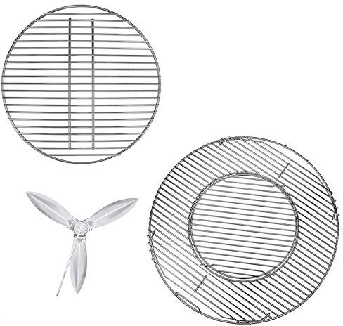 GFTIME 8835 Cooking Grate, 7441 Charcoal Grate and 7444 Cleaning System Kit for Weber 57CM One-Touch Silver, Bar-B-Kettle, Master-Touch and One-Touch Charcoal Grills