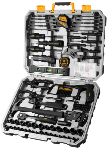 DEKOPRO 218-Piece General Household Hand Tool kit, Professional Auto Repair Tool Set for Homeowner, General Household Hand Tool Set with Plier, Screwdriver Set, Socket Set, with Portable Storage Case