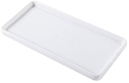 HEMOTON Ceramic Bathroom Tray Rectangular Porcelain Vanity Tray for Toothbrush Holder Base Jewellery Dish Ring Organizer Perfume Bottle and Cosmetics Storage White Home Hotel Use