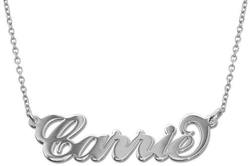 MYKA Personalisierte Carrie Namenskette aus Sterling Silber 925 - Vergoldet - Anpassbar Typenschild Name Schmuck Geschenk für Damen - Mutter - Freundin