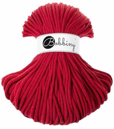 Bobbiny Geflochtene Premium-Makramee-Schnur, 5 mm, klassisches Rot, 100 m