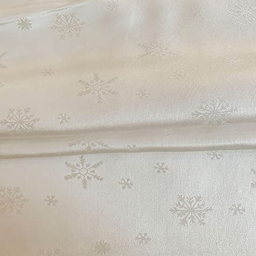 Yimihua Schneemuster Seidenstoff Krepp Stoffe Satin Stoff 1.14x1m Seide Stoff meterware Stoff Glanz Gewebe für Futterstoffe zum Schneidern, Nähen, Basteln(Color:Weiß)