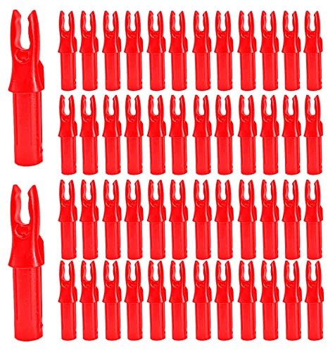 SVUPUE Encoche de la Flèche en Plastique, 50 Pièces Encoche de Flèche de tir à l'arc pour Tige de Flèche de 6,2 mm de Diamètre, Rouge