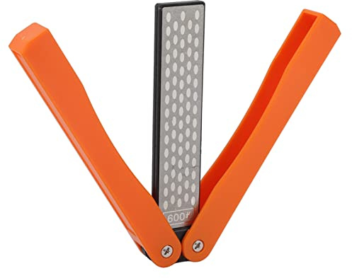 Afilador De Mano Portátil De Doble Cara, Afilador De Cuchillos De Bolsillo Plegable, Piedra De Afilar, Tijeras De Podar, Piedra De Afilar, Afilador De Herramientas De Jardín Para Cocina De(Naranja)