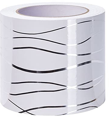 VisitRyl Selbstklebende Wandaufkleber Grenze 15cm X 500cm, TapetenbordüRe Selbstklebend BordüRe, Wasserdichte WandbordüRe FüR Zuhause BüRo Hotel Diy Dekoration WeißE Welle