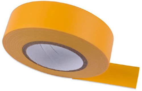 Tradineur - Cinta aislante adhesiva de pvc, resistente, instalaciones eléctricas, reparar, proteger y agrupar cables, bricolaje (Amarillo, 19 mm x 20 m)