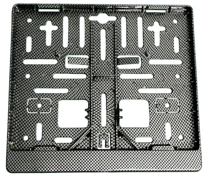 Kennzeichenhalter Motorrad | Karo Carbon Optik | HTF Wassertransferdruck | 210x170 (nur für Österreich) | Kennzeichenhalterung mit universellem Lochschema | Made in Austria