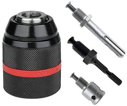SeonFook Adaptador de portabrocas sin llave de 1,5-13 mm 1/2-20UNF para destornillador de impacto con vástago SDS-Plus vástago hexagonal de 1/4 pulgadas adaptador hembra cuadrado de 1/2 pulgada