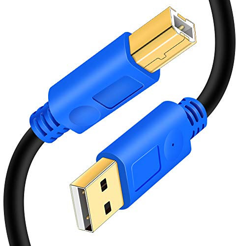 Printer Cable 5M,Hanprmeee USB 2.0 High Speed Gold-Plated Connectors Printer Scanner Cable Cord A Male to B Male for HP, Canon, Samsung etc (Blue)