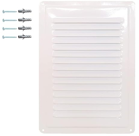 DEMLOU Grille de Ventilation Acier Blanc RAL 9016-18 x 25 cm. | Format rectangulaire polyvalent - profil fin 3 mm - finition RAL 9016 - mur porte façade - thermolaqué à 200 °C