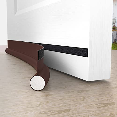 Dioxide Burlete Puerta Entrada, 94 cm Puerta Flexible Tira De Sellado Inferior Protector Sellador Tapón Burlete Bloqueador De Polvo De Viento Protector(1, Marrón)