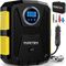 FORTEM Compressore Aria Portatile per Pneumatici, Pompa per Bicicletta, Compressore Aria 12V con Luce a LED, Manometro Digitale Pneumatici con Gonfiaggio/Spegnimento Automatico, con Custodia