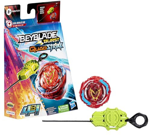 Beyblade Burst QuadStrike Zeal Achilles A8 Starter Pack, Battle Kreisel mit Starter, Spielzeugset für Kinder