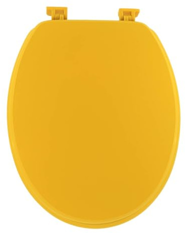 Tendance - Abattant WC MDF 18 Pouces Attaches Plastiques - Moutarde - Salle de Bain - Abattants Universel - Lunette de Toilette