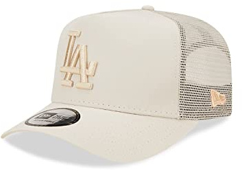 New Era Los Angeles Dodgers MLB Tech Ripstop Beige A-Frame Adjustable Trucker Cap
