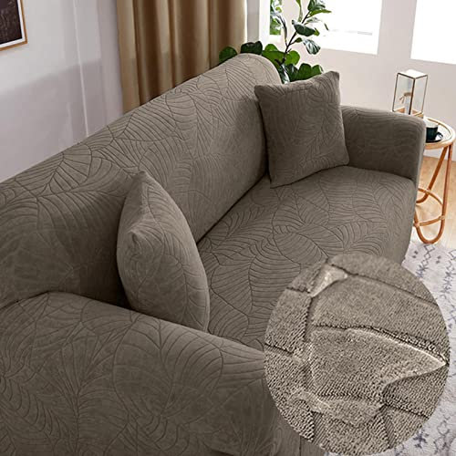 Couch überzug Wasserdicht,Stretch Sofabezug für 1 2 3 4 Sitzer mit Armlehne,Anti-Rutsch Sofa Überzug Jacquard Sofahusse Sofaüberzüge Sofa Abdeckung Schonbezug Couchbezug,taupe-4seatcover:235-300cm