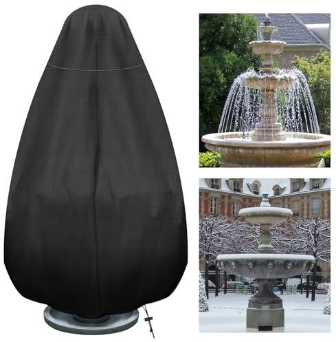 Svepndic Brunnenabdeckung, 172 cm H x 122 cm, 420D Oxford-Stoff, Gartenstatue, Brunnenschutz mit Kordelzug, wetterbeständig, für den Winter, Outdoor, Terrasse, Brunnen