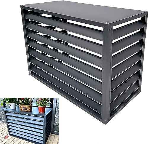 NUACOS Cubre Aire Acondicionado Exterior Cubre Aire Acondicionado Aluminio Soporte para Plantas Exterior para Aire Acondicionado Cubierta Rejilla para Aire Acondicionado,Gris,A