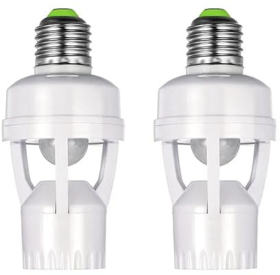 Tsadeer 2 PCS Adaptateur Douille LED Convertisseur Douille avec Capteur de Mouvement PIR AC100-240V Détecteur de Présence Humaine