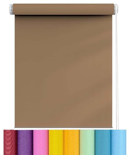 Thermorollo Verdunkelungsrollo 65 x 200 cm Schutz der Privatsphäre Sonnenschutz Seitenzugrollo Geeignet für Türen und Fenster, Braun