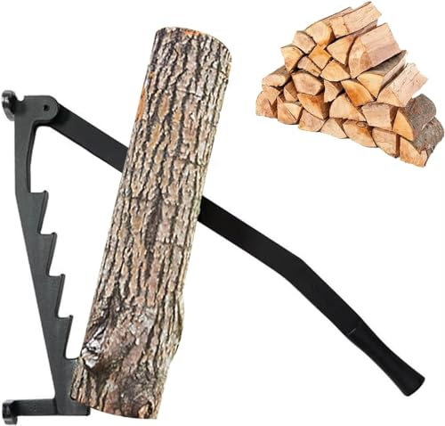 Kcolic Wall Mounted Wood Splitter, High Carbon Steel Kindling Splitter, Lever Style Cutting Design Log Splitter for Camping, Barbecue, Outdoor Gatherings
