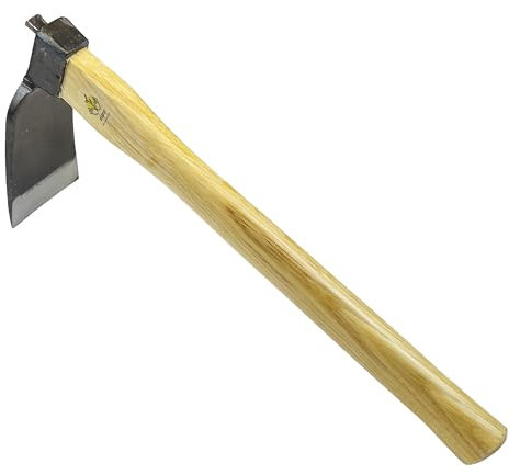 Zappa resistente in stile giapponese da 35,5 cm, senza saldatura, strumento da giardinaggio, manico in quercia, per scavare, diserbo e piantare