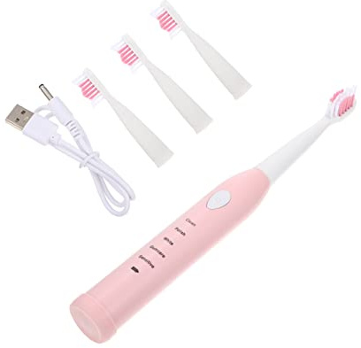 Beavorty Elektrische Kinderzahnbürste aus Abs mit USB Ladefunktion 5 Modi für Schonende Reinigung von Zahnfleisch und Zahnschmelz Rosa Automatische Zahnbürste für Kinder