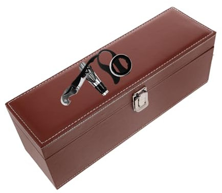 COLLBATH Porte-Bouteille De Vin PU avec Poignée Coffret Élégant pour Bouteille De Vin Boîte De Rangement Pratique pour Amateurs De Parfaite pour Fêtes Dîners