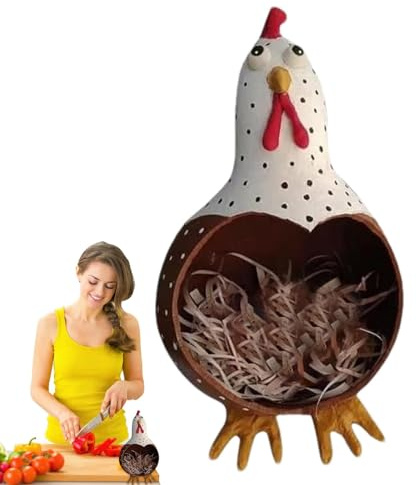 Egg Holder - Chicken Design Egg Basket, Vegetable Storage Organizer | Farmhouse Egg Collecting Basket, Adorable Hen Shape Egg Storage Collector, Kitchen Storage Decor for Fruit, Eggs, Resin