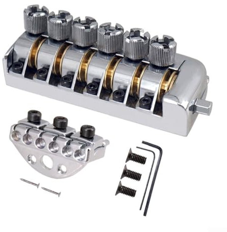 E-Gitarre Tremolo Steg mit Verriegelungssaite, Metel Headless Guitar Bridge Tremolo Set, Headless Guitar Bridge Tremolo System (B)