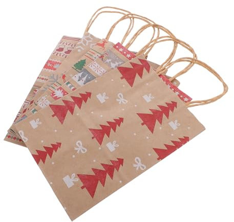 BCOATH 20 Stück Papiertüten Für Süßigkeiten Geschenktüten Weihnachtsverpackungsbeutel Druck Modischer Seilgriff Mehrzweck-aufbewahrungstaschen