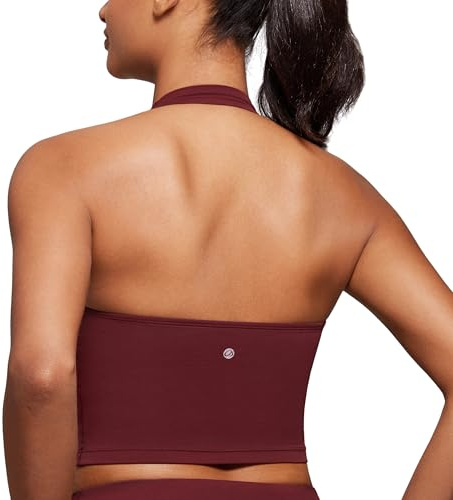 CRZ YOGA Butterluxe Halter Crop Linnen Red Merlot S