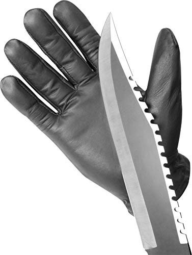 normani Echtleder Quarzsand Security Handschuhe mit schnitthemmenden Kevlar Lederhandschuhe SEC Einsatzhandschuhe mit Quarzsandfüllung Sicherheitshandschuhe Police Diensthandschuhe Schwarz 4XL