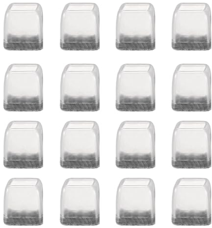 sourcing map 24pcs Chair Leg Floor Protectors Non-Slip Square Chair Leg Pads Caps Covers with Felt Bottom for Hardwood Floors Reduce Noise Scratches, Clear (Fit for 0.7-1 Inch Legs)