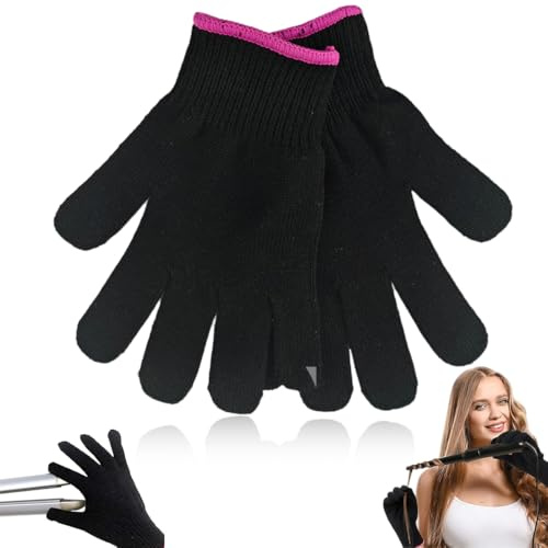 UEAVOID 1 Stück Hitzebeständige Handschuhe Hitzeschutz Handschuh Lockenstab Weich Hitzeschutzhandschuhe für Hitze Glätteisen Haarwerkzeuge (Schwarz)