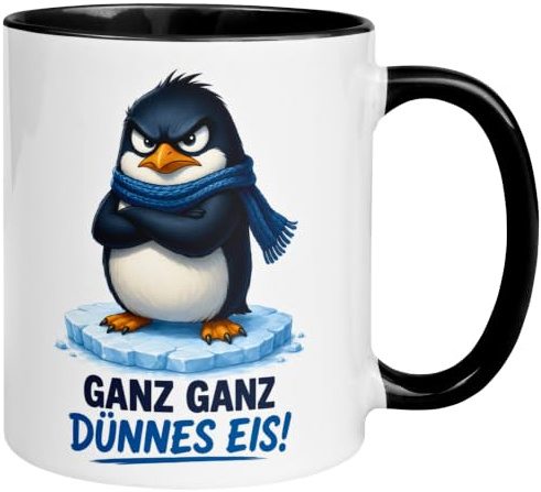 Pinguin Tasse | Ganz Ganz Dünnes Eis | Morgenmuffel Geschenk Becher