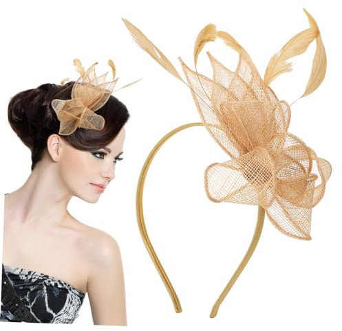 DEARMAMY Dunkelblauer Fascinator Hutclip Mit Small Hat Design Mesh Material Vielseitiges Stirnband Für Teepartys Hochzeit Und Festliche Anlässe