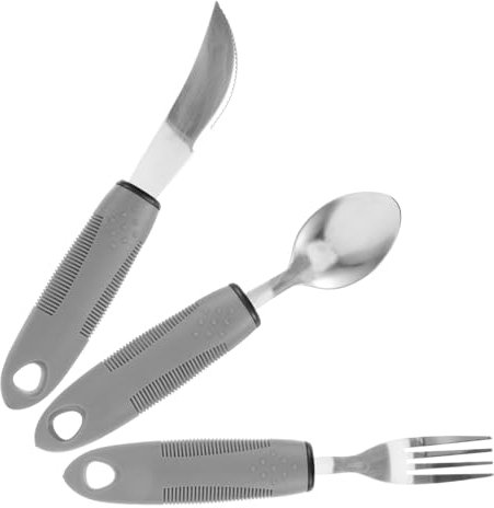 GANAZONO 1ensemble Ustensiles Adaptatifs Anti-tremblements Pour Personnes Âgées Set De Couverts Ergonomiques Inoxydable Pour Malades Personnes Handicapées Comprend Cuillère Fourchette
