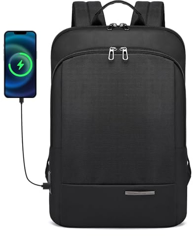 ROYAL MOUNTAIN Mochila para laptop, mochila delgada para laptop con cargador USB, mochilas de negocios resistentes al agua para hombres, bolsa ligera para laptop de 15.6 pulgadas para trabajo, oficina