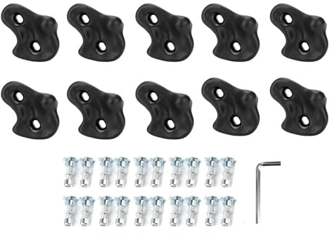 Kikumi 10PCS Klettern Hält PE Ergonomische Bequeme Hand Gefühle Kletter Wand Griffe für Indoor Outdoor (Schwarz)